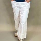 White Pin Tuck Meg Wide Leg Jeans Bottom- Pants KUT FROM THE KLOTH