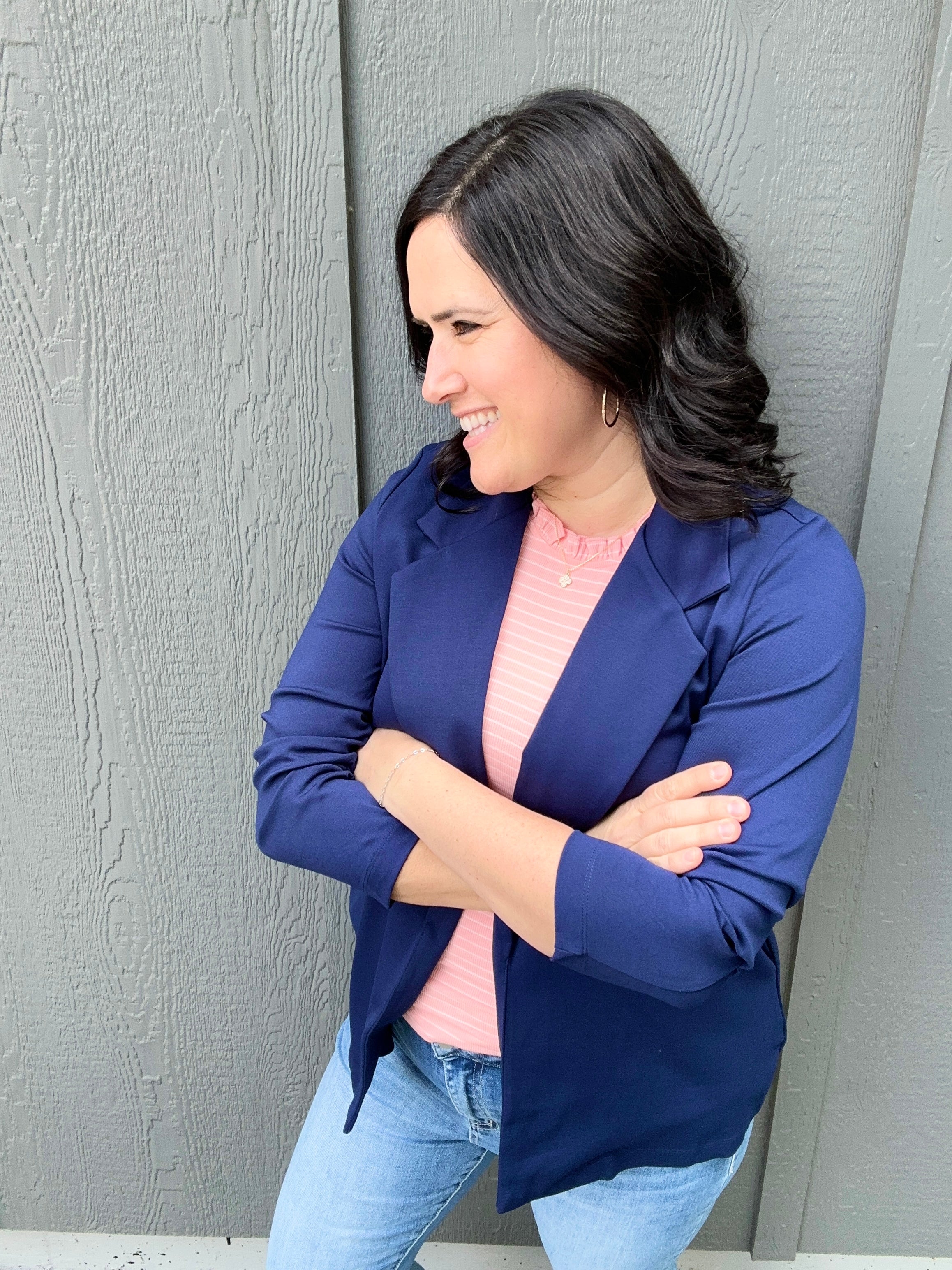 Navy Blazer Jacket Outerwear- Blazers DEAR SCARLETT