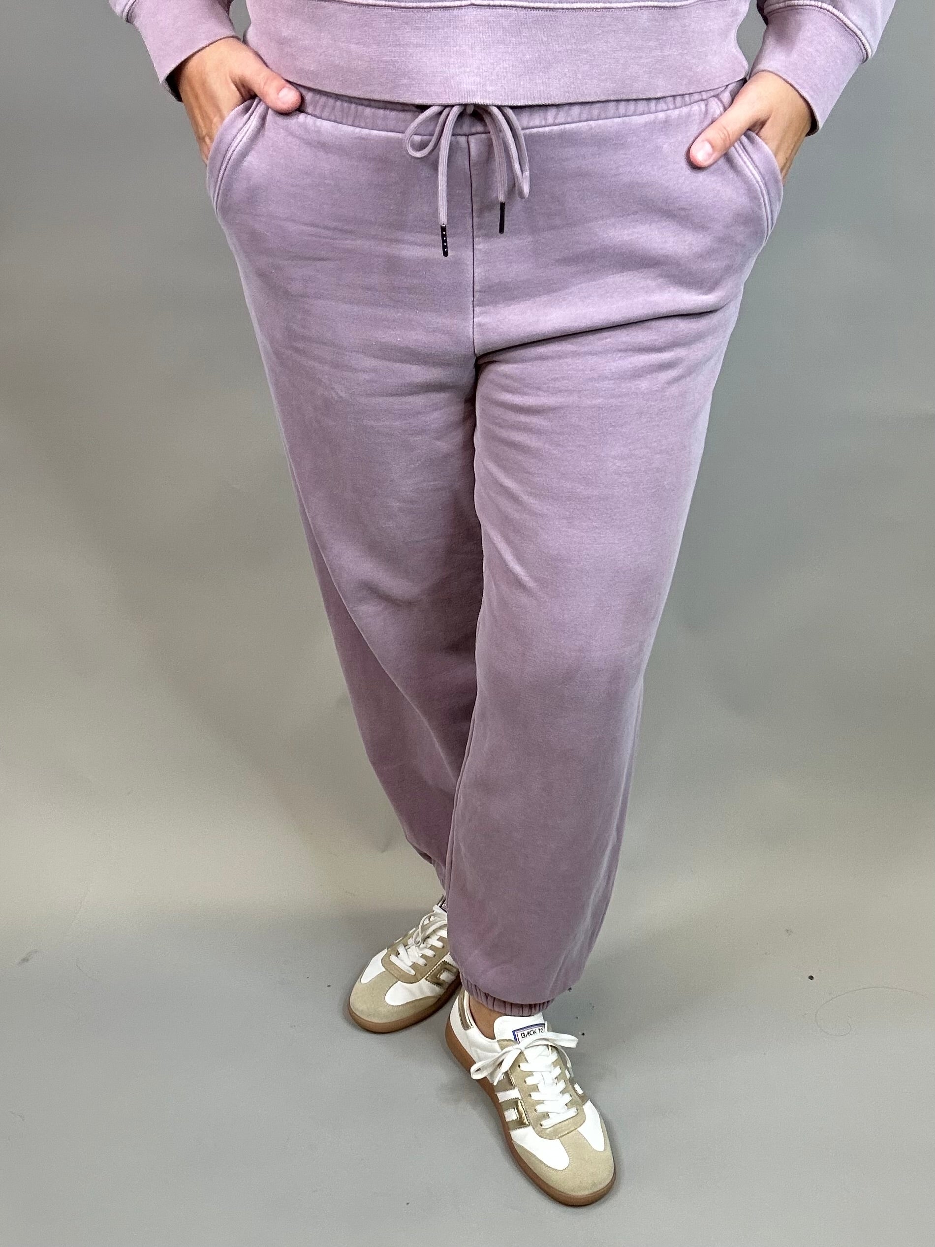 Dusty Lavender Serenity Fleece Joggers Bottoms- Joggers THREAD & SUPPLY