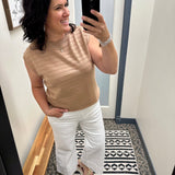 Mocha Textured Stripe Sweater Vest Tops- Tanks WISHLIST