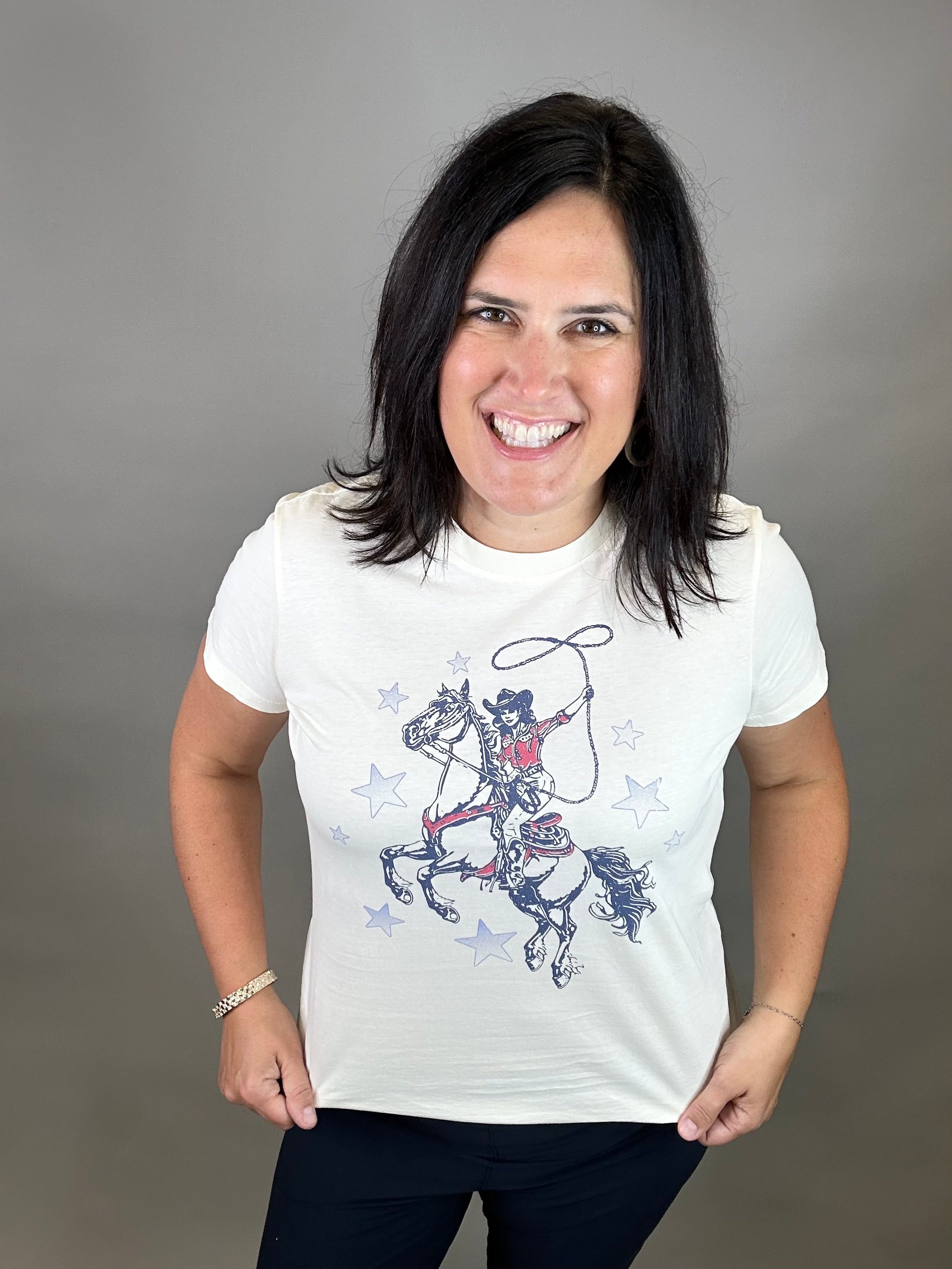 Cream Cowgirl Graphic Tee Tops- Tees FLAG AND ANTHEM