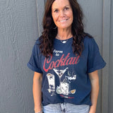 Navy Farm to Cocktail Tee Top - Tee GIRL DANGEROUS