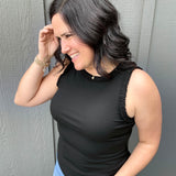 Black Ruffle Tank Tops- Tanks DOE & RAE