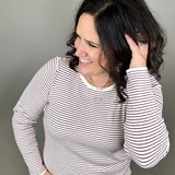 Ivory/Burgundy Pinstripe Sweater