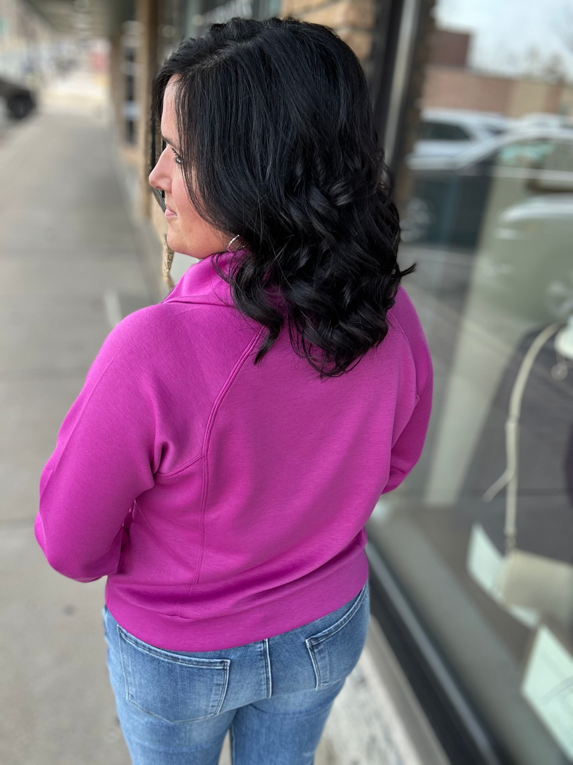 Magenta Hamptons Quarter Zip Tops- Sweatshirts DEAR SCARLETT