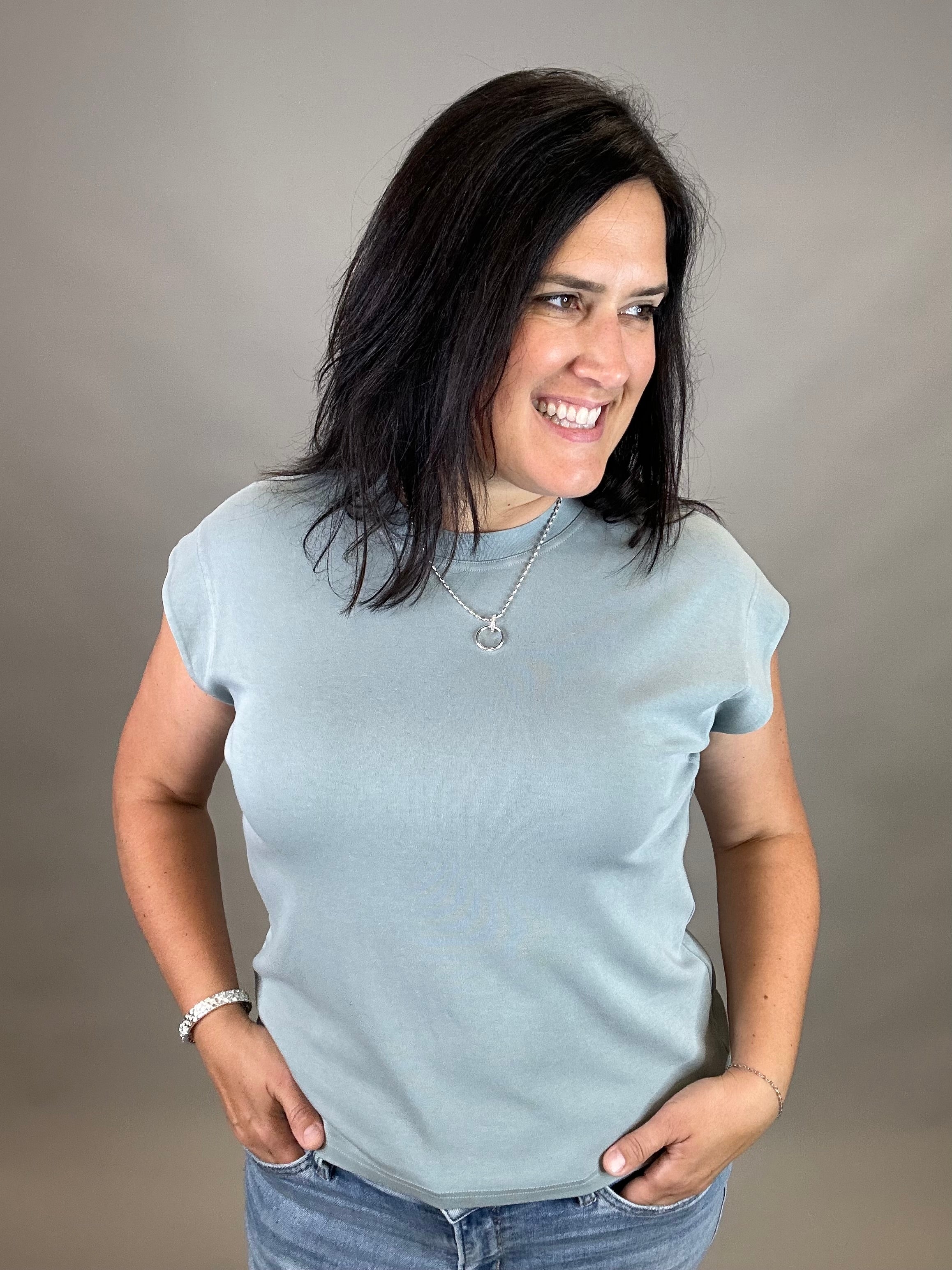 Dusty Blue Bella Tee Top - Tee THREAD & SUPPLY