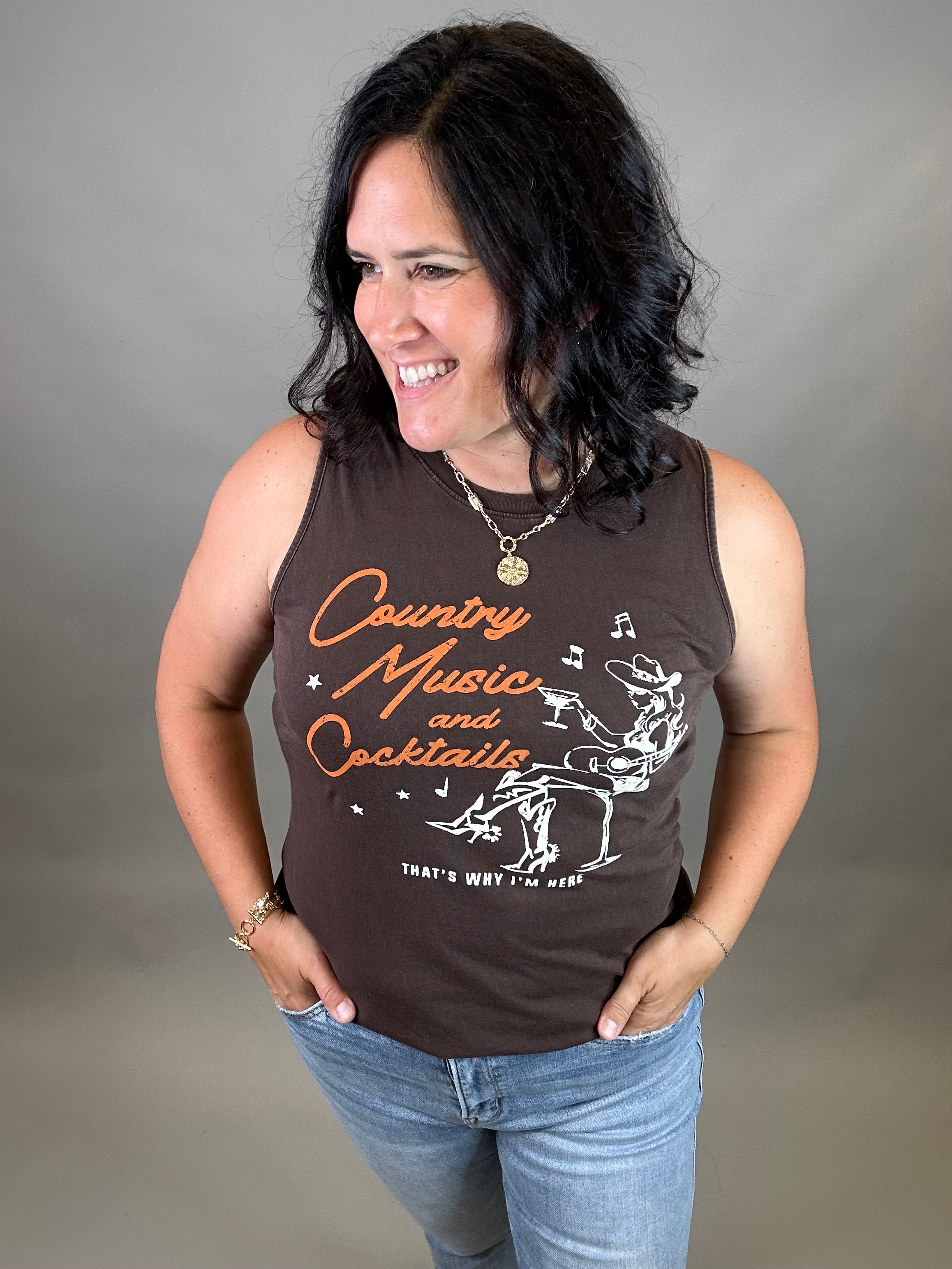 Country Music and Cocktails Tank Tops- Tanks HRT and LUV