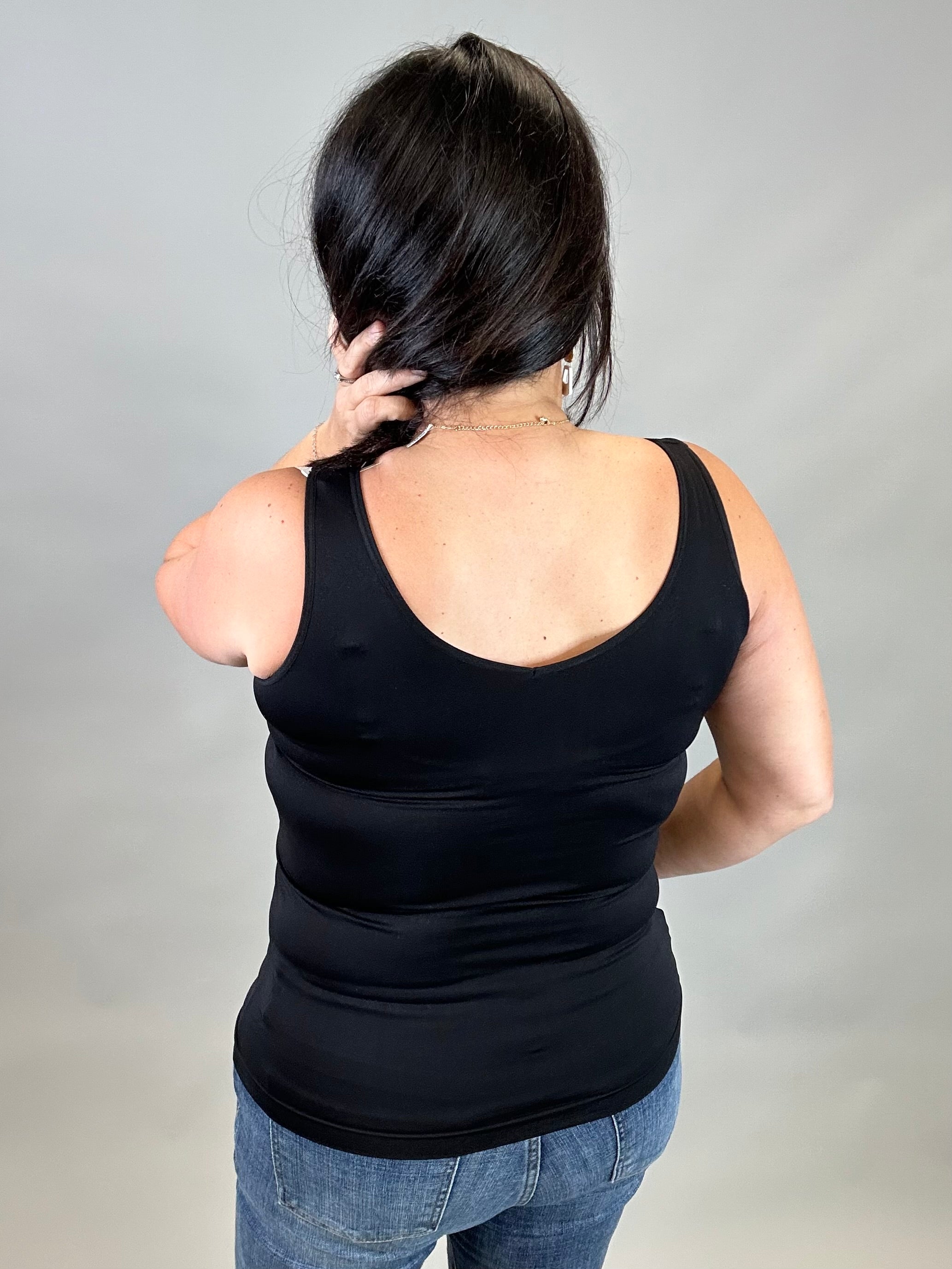 Black Reversible Seamless Tank Tops- Tanks ZENANA
