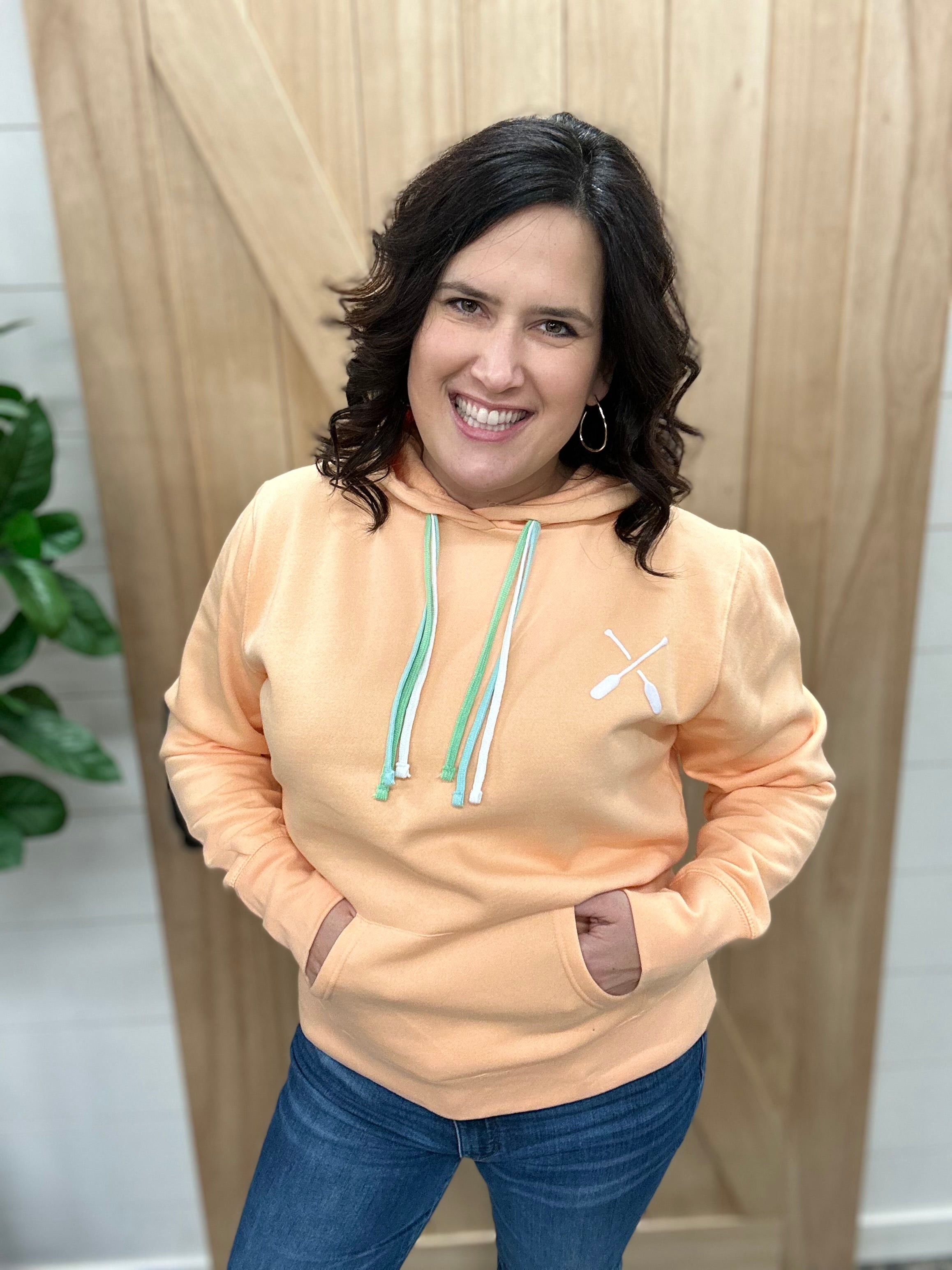 Peach Multi Draw Cord Hoodie Top - Sweatshirt LAKEGIRL