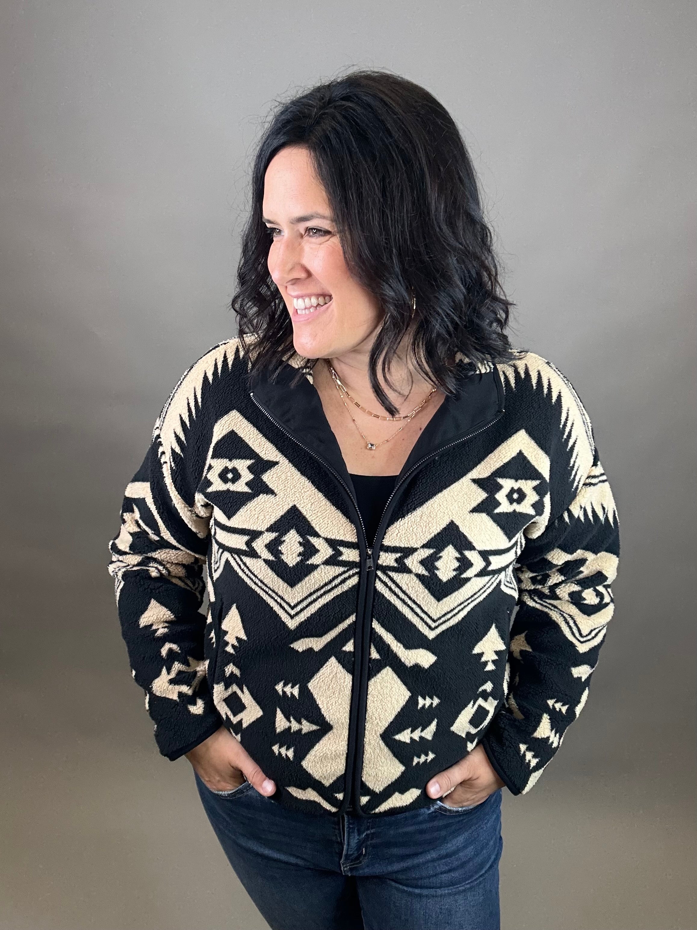 Black Aztec Canyon Jacket Outerwear- Jackets THREAD & SUPPLY