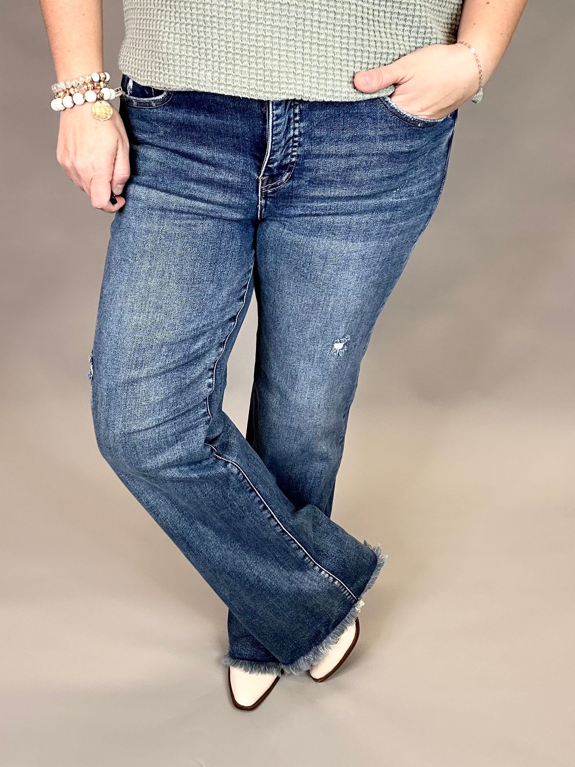 Tummy Control Long Straight Jeans Bottoms - Pants RISEN
