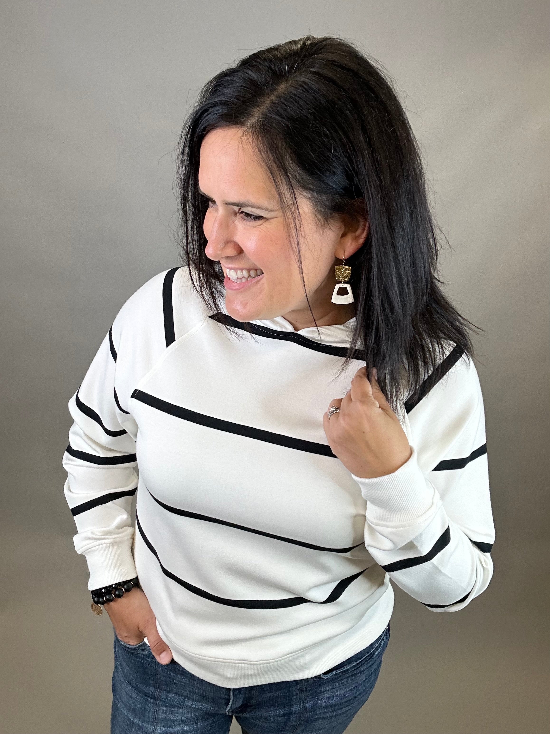 Ivory Black Turner Hoodie Top - Sweatshirt THREAD & SUPPLY
