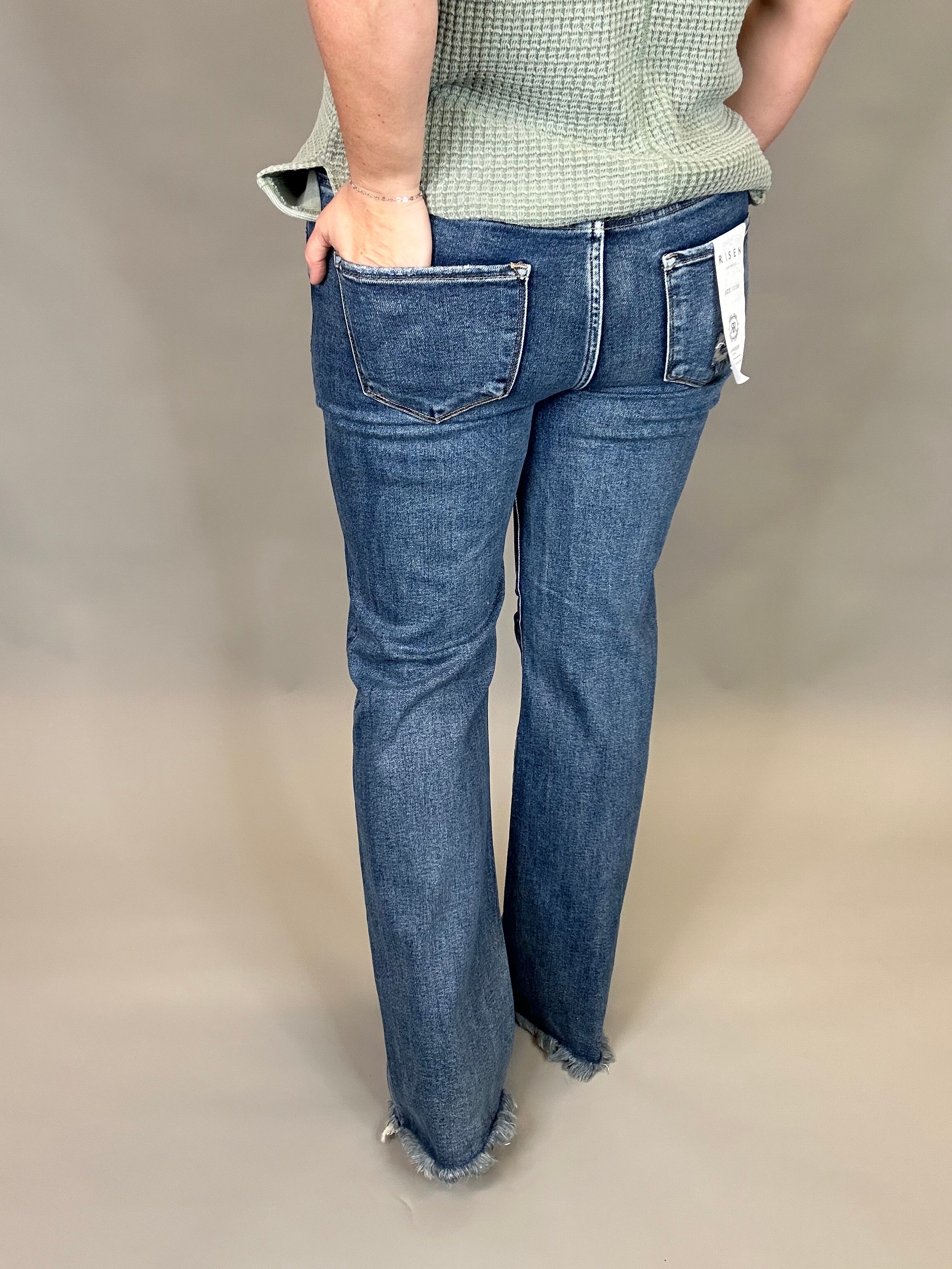 Tummy Control Long Straight Jeans Bottoms - Pants RISEN