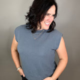 Denim Cloudy Knit Muscle Tee