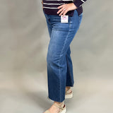 Dark Crop Wide Leg Jeans Bottom- Pants RISEN