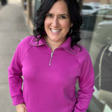 Magenta Hamptons Quarter Zip Tops- Sweatshirts DEAR SCARLETT
