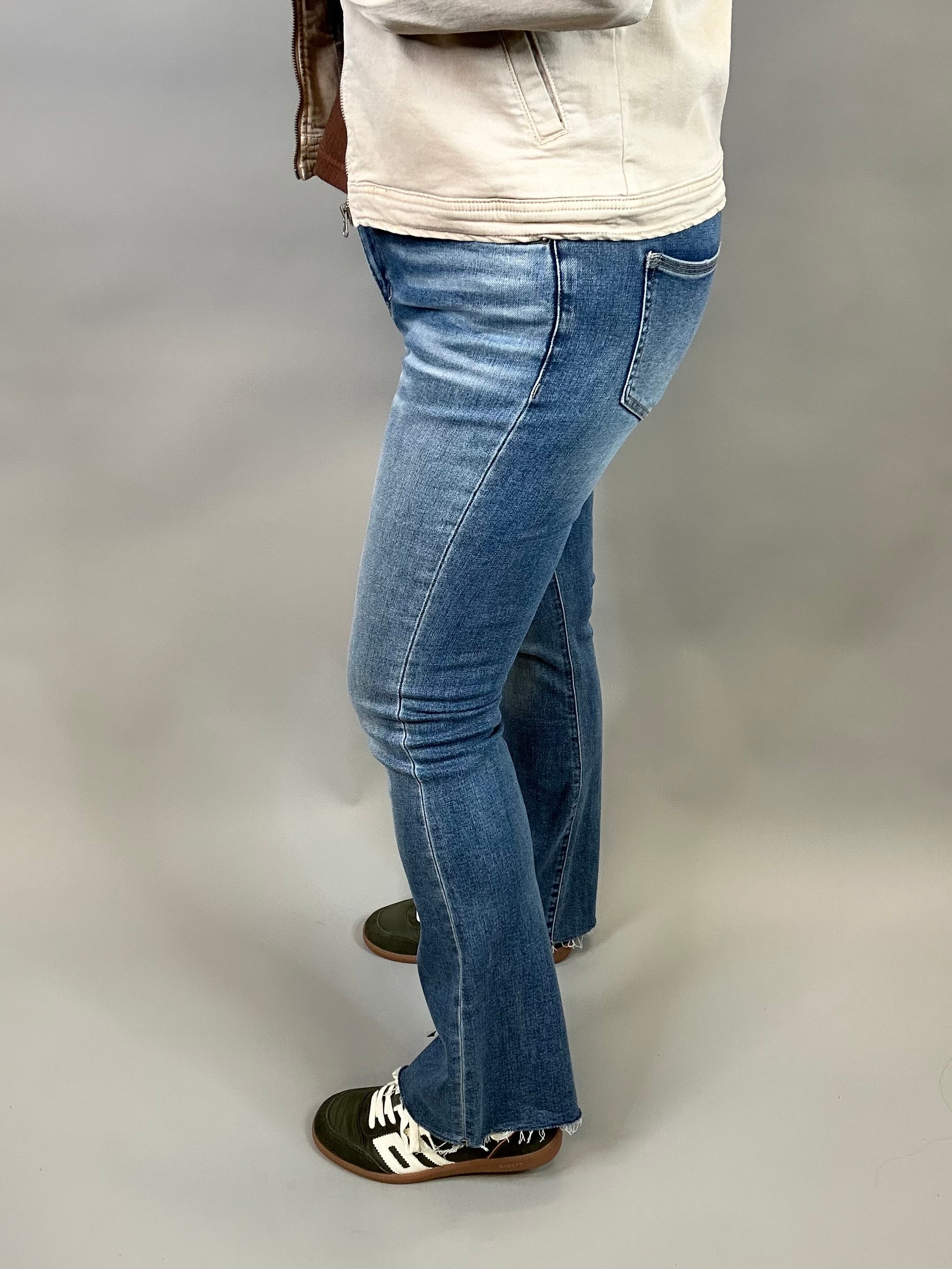 High Rise Boot Cut Smalt Blue Bottoms - Pants MICA DENIM