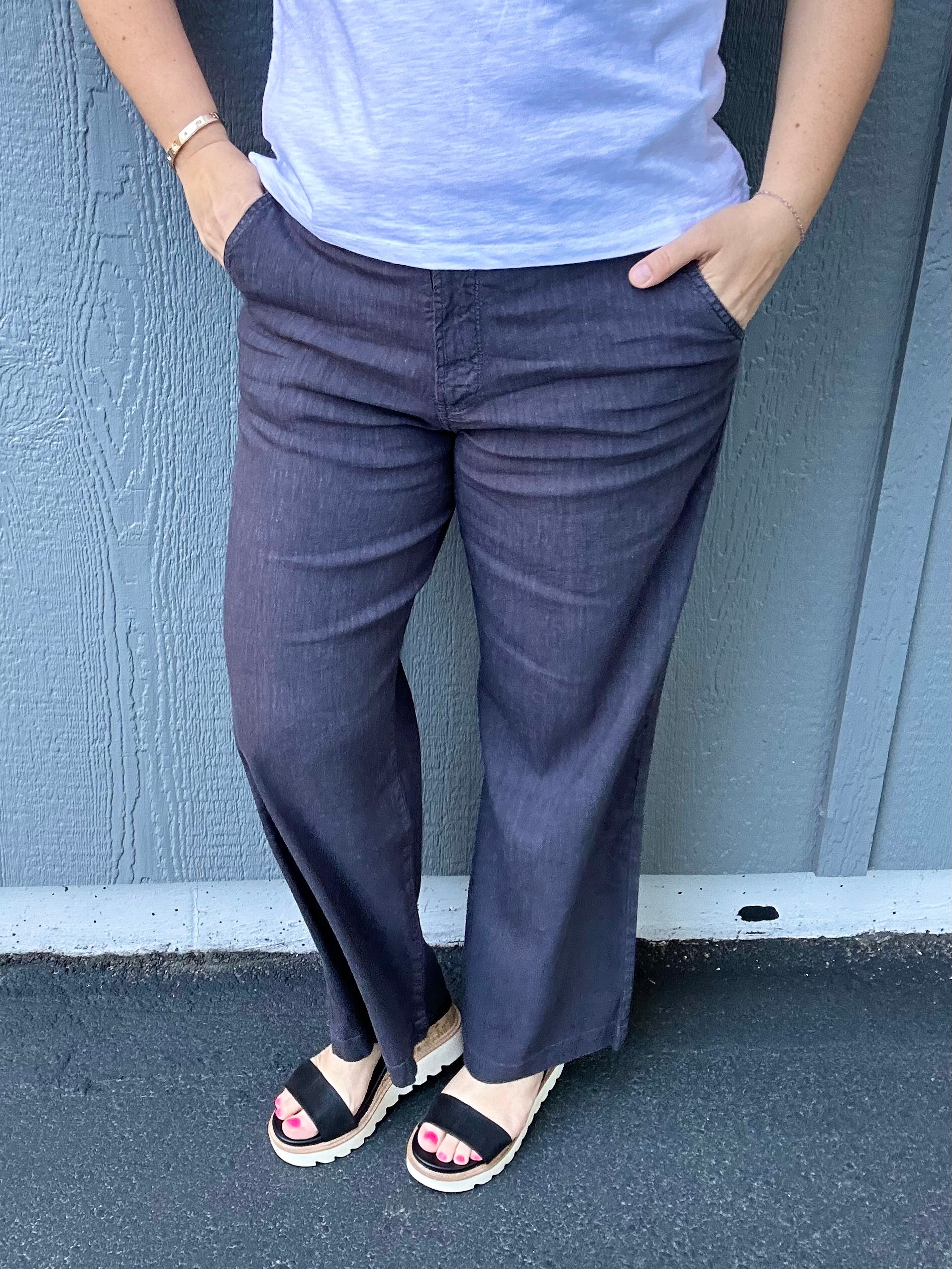 Charcoal Meg Linen Pant Bottom- Pants KUT FROM THE KLOTH