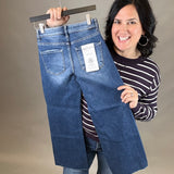 Dark Crop Wide Leg Jeans Bottom- Pants RISEN