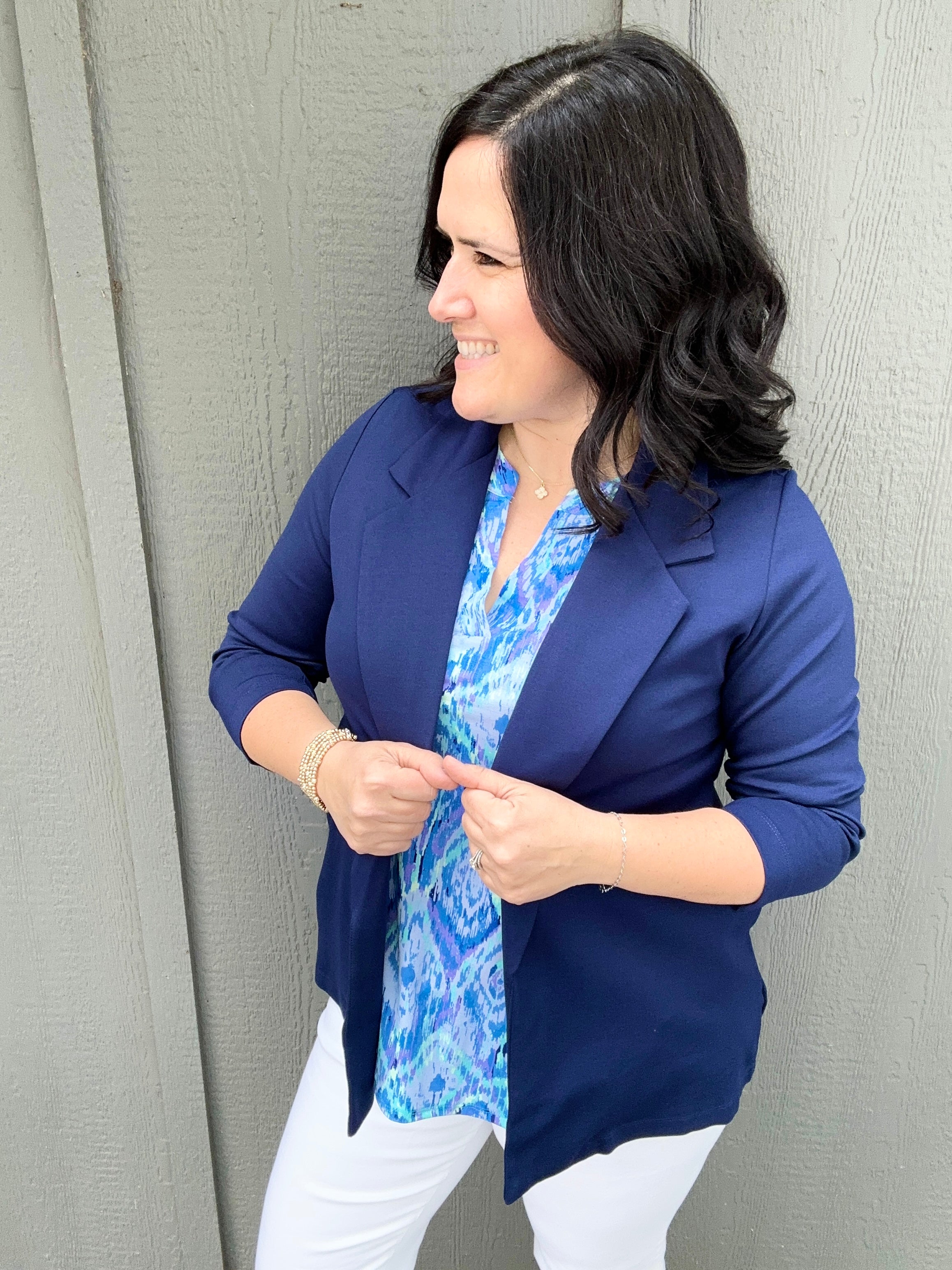 Navy Blazer Jacket Outerwear- Blazers DEAR SCARLETT