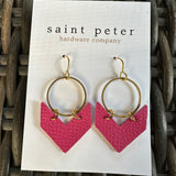 Chevron Circle Earrings Jewelry - Earrings St. Peter Hardware Fuchsia