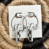 Black Checkered Earrings Jewelry - Earrings St. Peter Hardware