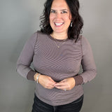 Coffee Ivory Stripe Stacy Top