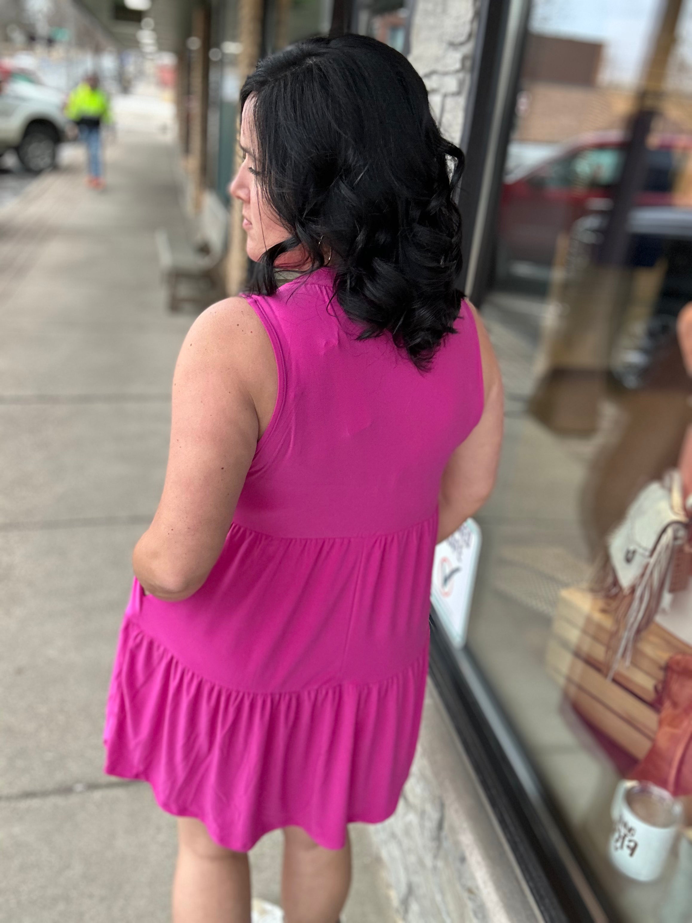 Magenta Liz Tiered Dress Dresses DEAR SCARLETT