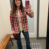 Red Navy Tan Marlee Plaid Tops - Button Ups PANACHE