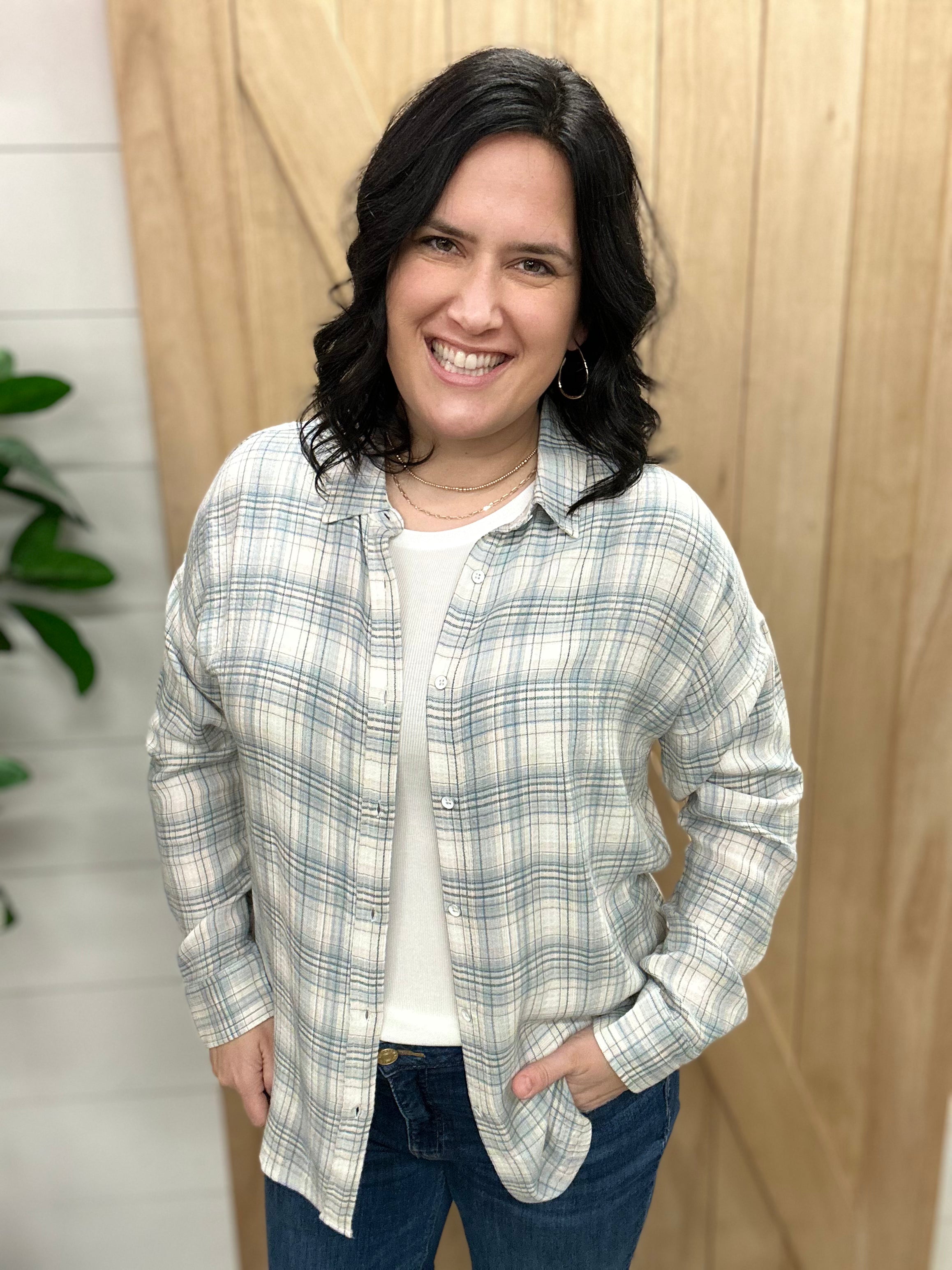 Leetonia Long Sleeve Boyfriend Shirt Tops - Button Ups FLAG AND ANTHEM