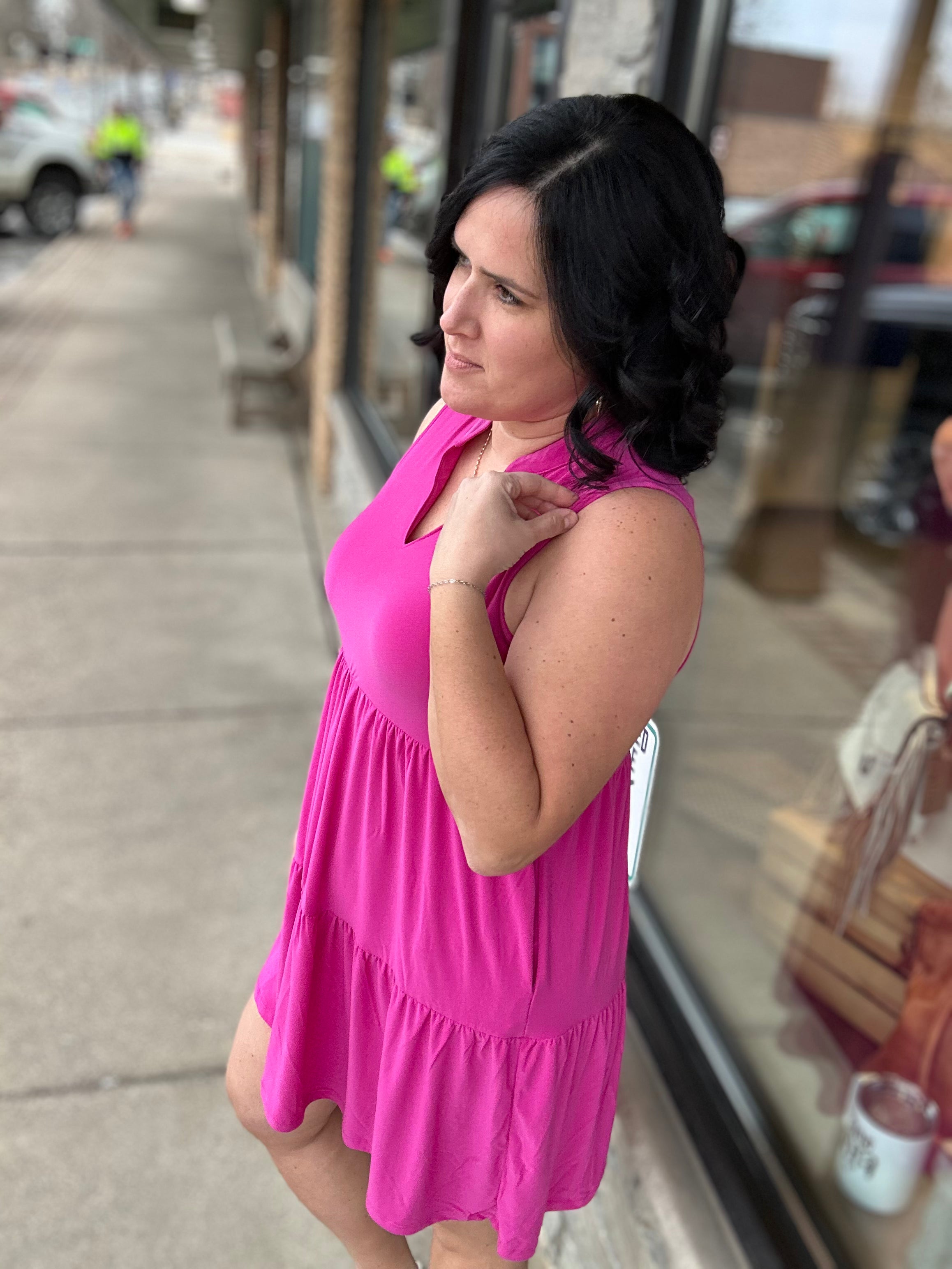 Magenta Liz Tiered Dress Dresses DEAR SCARLETT