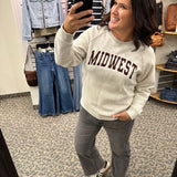Light Heather Grey Midwest Sweatshirt Top- Sweatshirt THREAD & SUPPLY