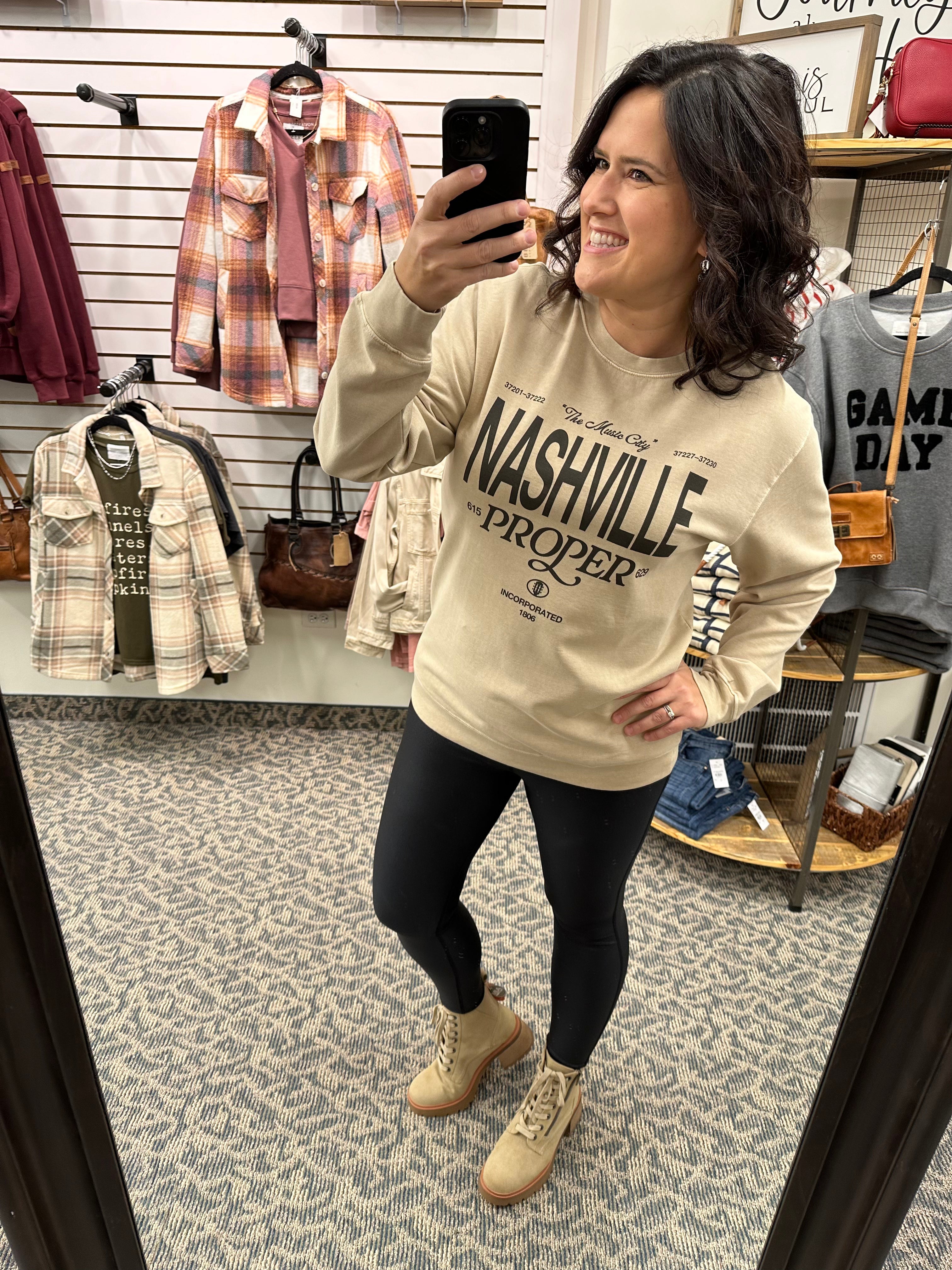 Sand Nashville Proper Sweatshirt Top - Sweatshirt GIRL DANGEROUS