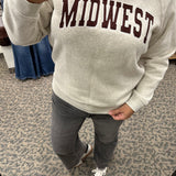 Light Heather Grey Midwest Sweatshirt Top- Sweatshirt THREAD & SUPPLY