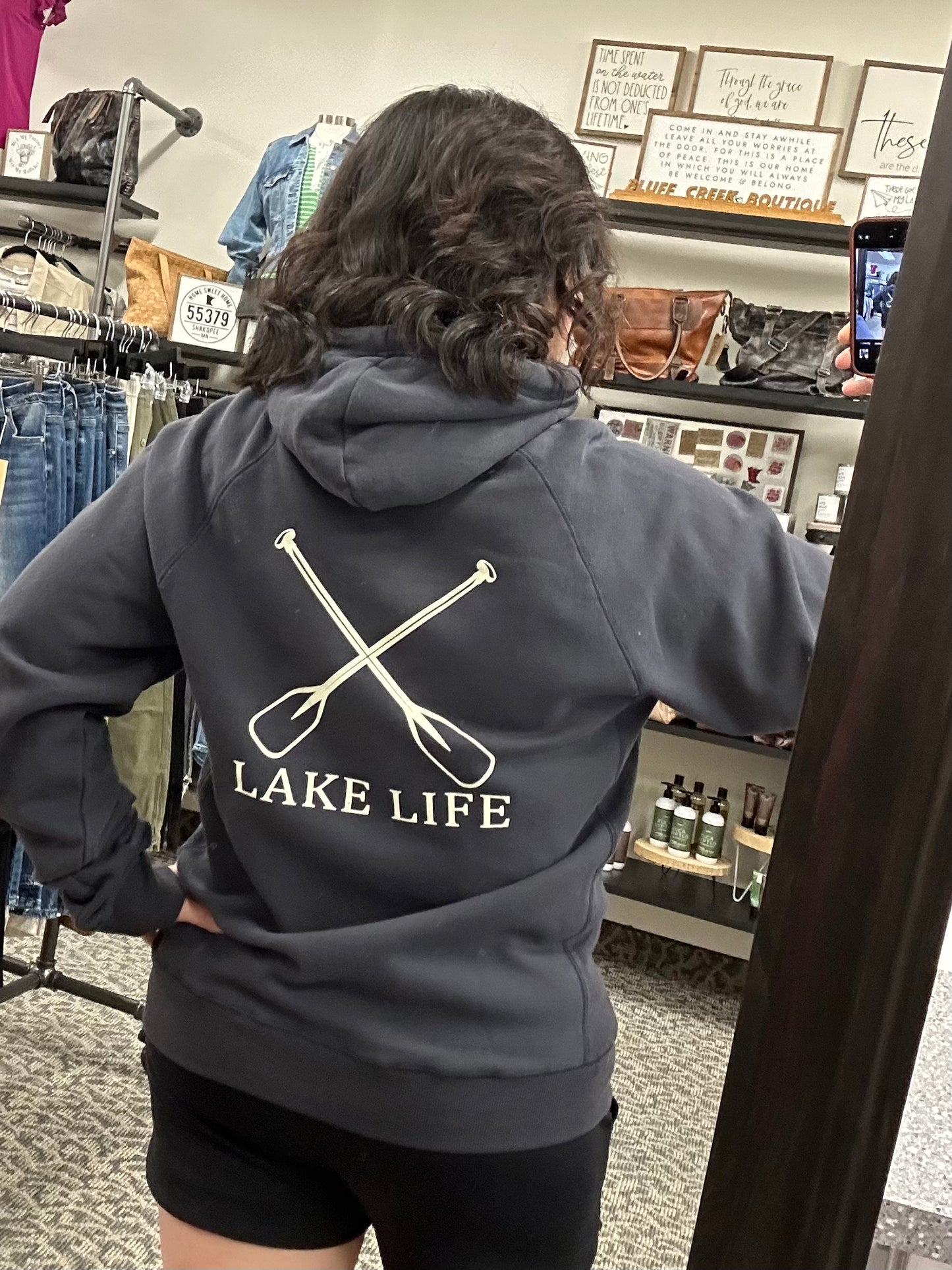 Navy Lake Life Hoodie Sweatshirt