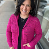 Magenta Crochet Open Cardigan Tops- Cardigans STACCATO
