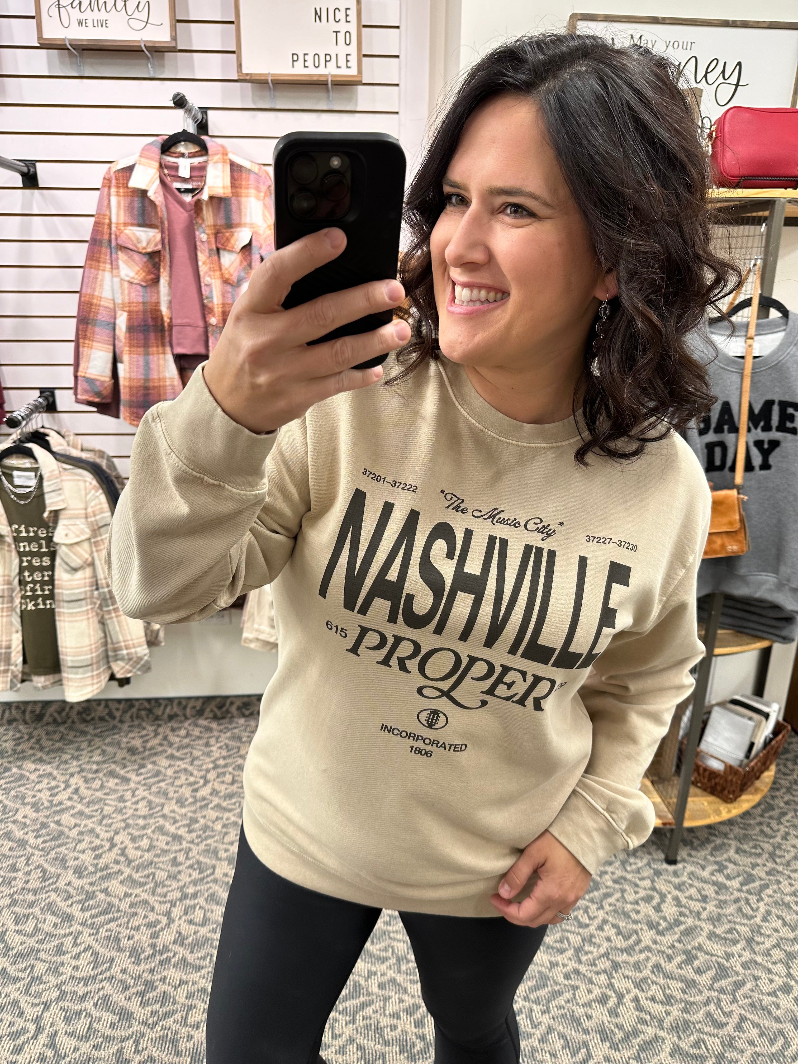 Sand Nashville Proper Sweatshirt Top - Sweatshirt GIRL DANGEROUS