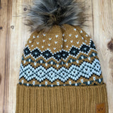 Camel Black White Blue Pom Hat Accessories - Hat PANACHE