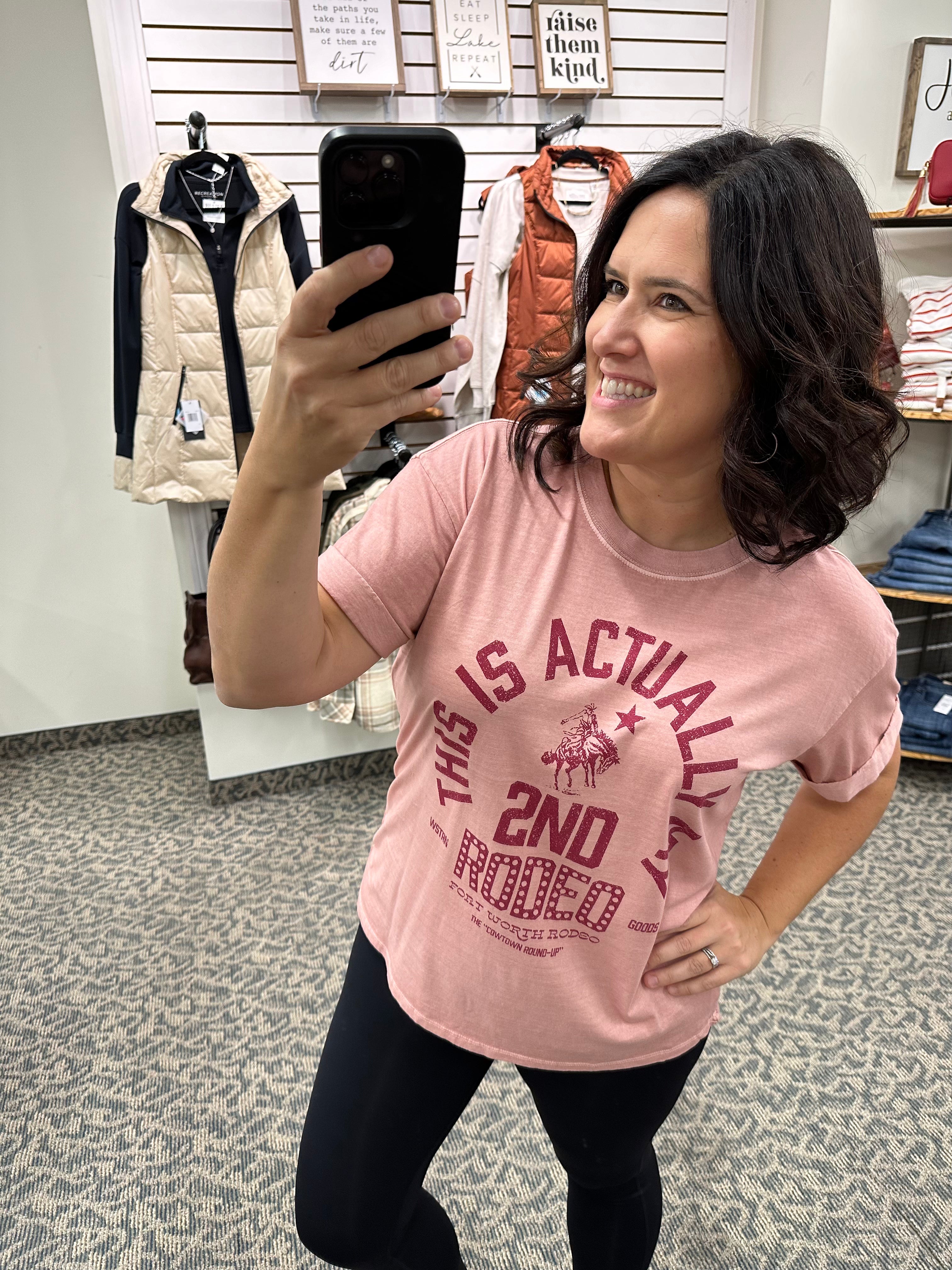 Pink Second Rodeo Tee Top - Tee GIRL DANGEROUS