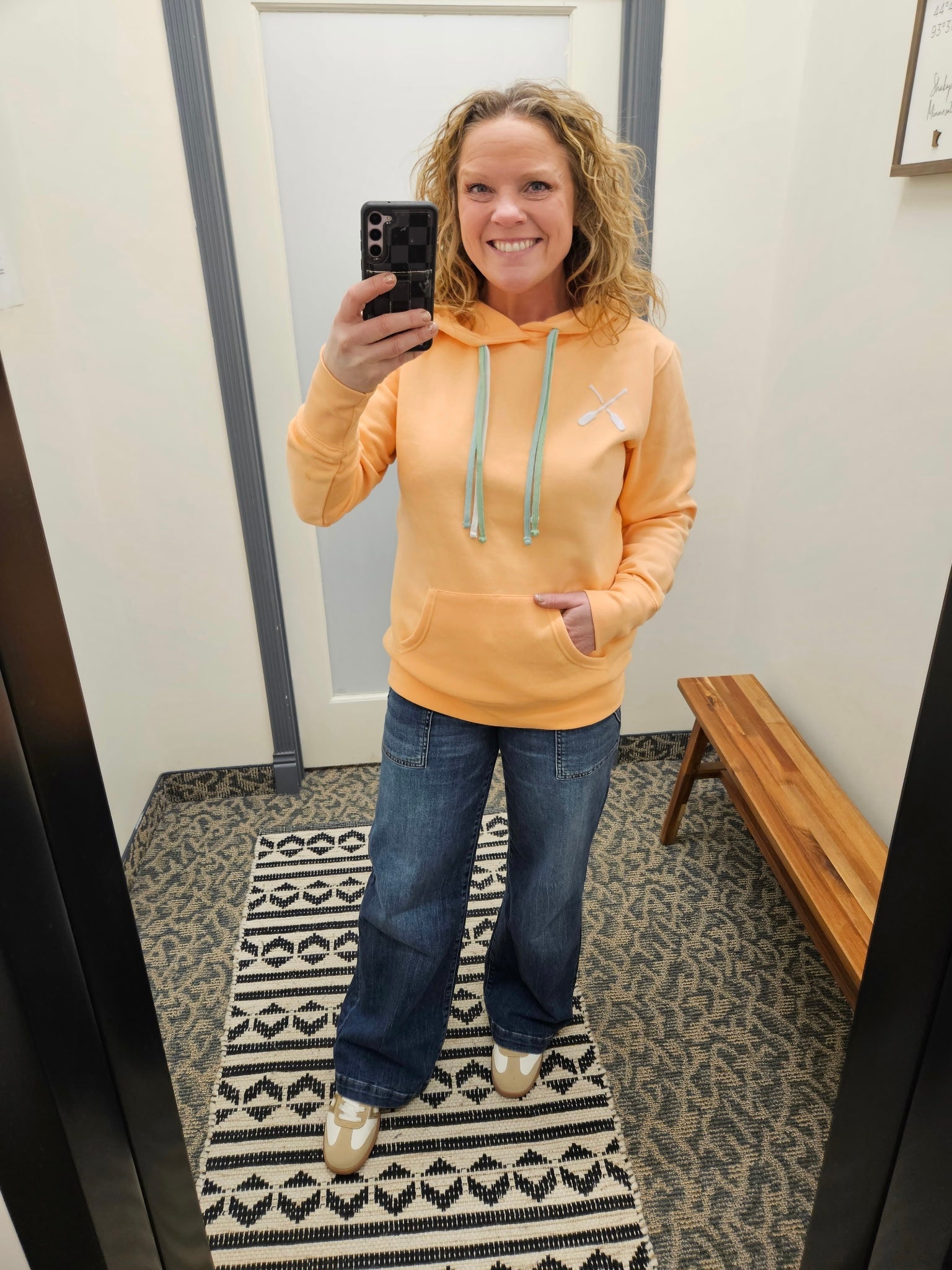 Peach Multi Draw Cord Hoodie Top - Sweatshirt LAKEGIRL