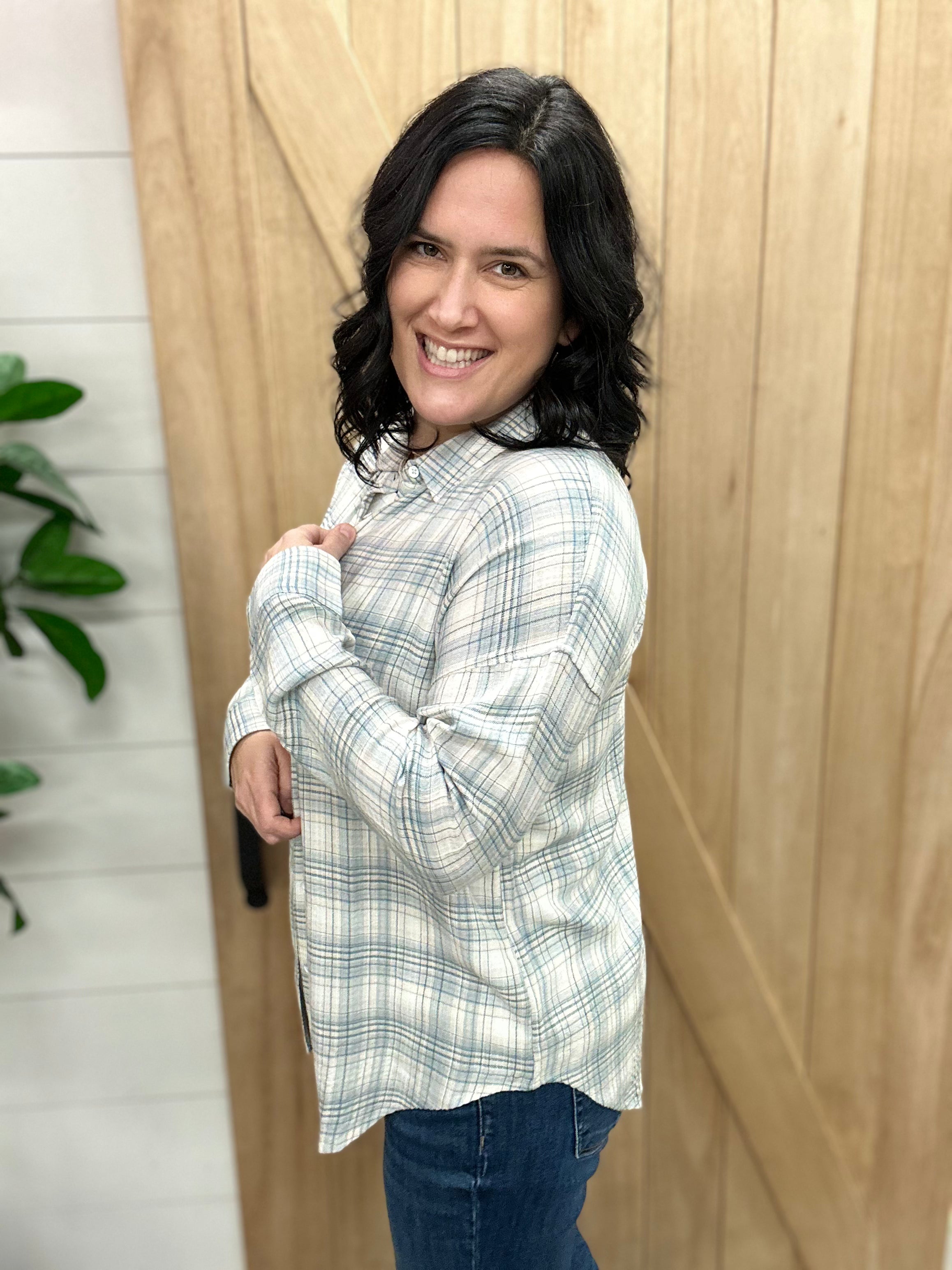 Leetonia Long Sleeve Boyfriend Shirt Tops - Button Ups FLAG AND ANTHEM