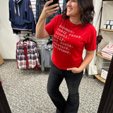 Red Snowmen Candy Cane Tinsel Tee Top - Tee PANACHE