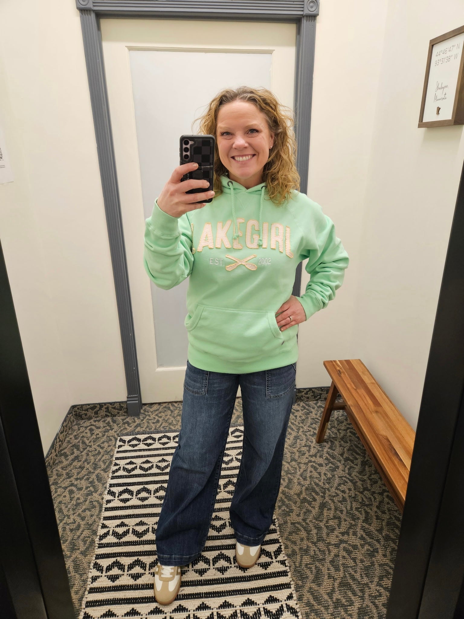 Mint Sanded Hooded Sweatshirt Top - Sweatshirt LAKEGIRL
