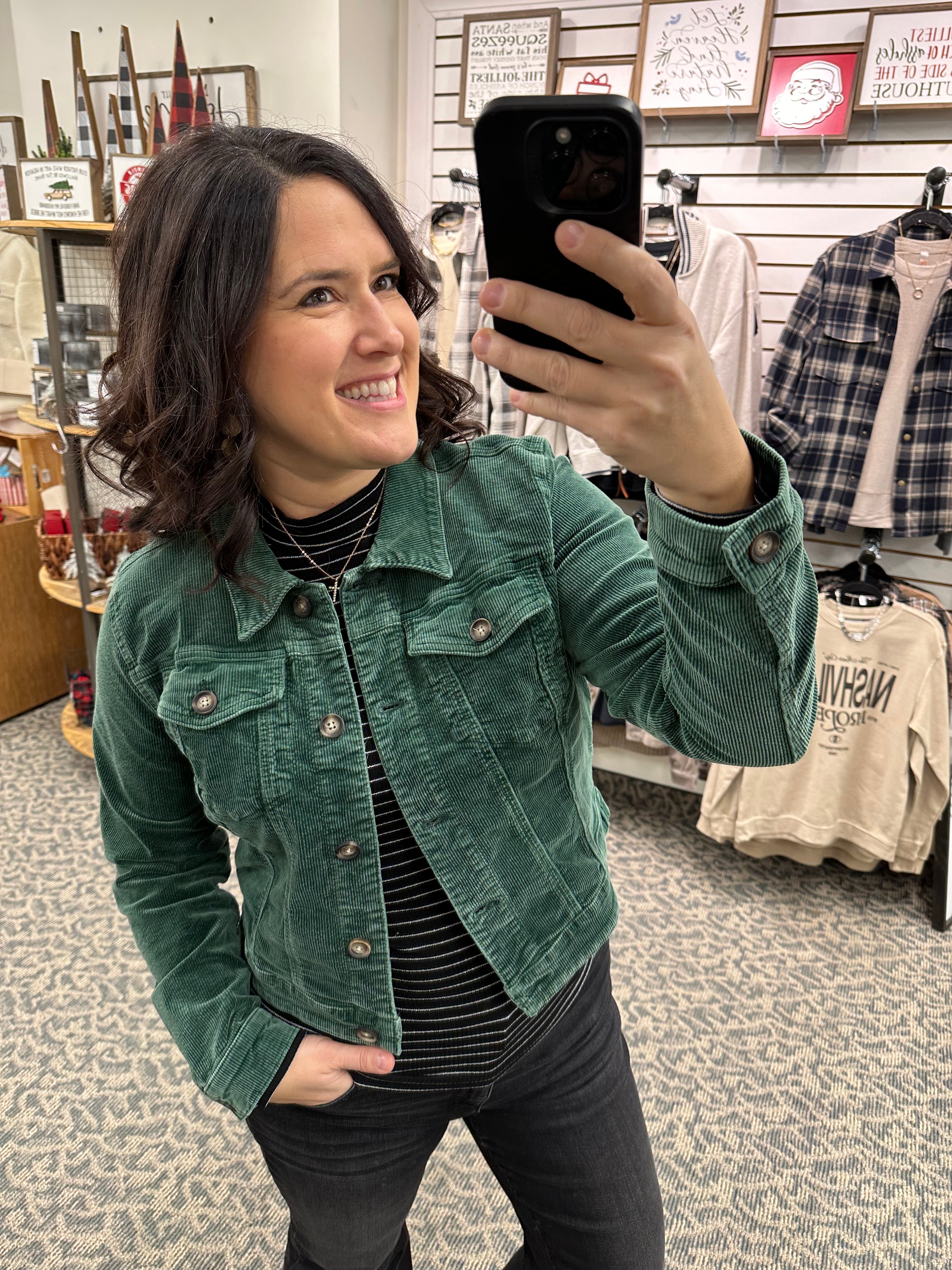 Green Julie Corduroy Jacket (Kut) Outerwear- Jackets KUT FROM THE KLOTH