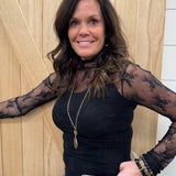 Black Lace Long Sleeve w/thumbholes Tops- Blouses HEM & THREAD
