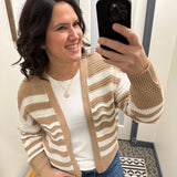 Striped Cotton Sweater Knit Cardigan Tops- Cardigans HEM & THREAD