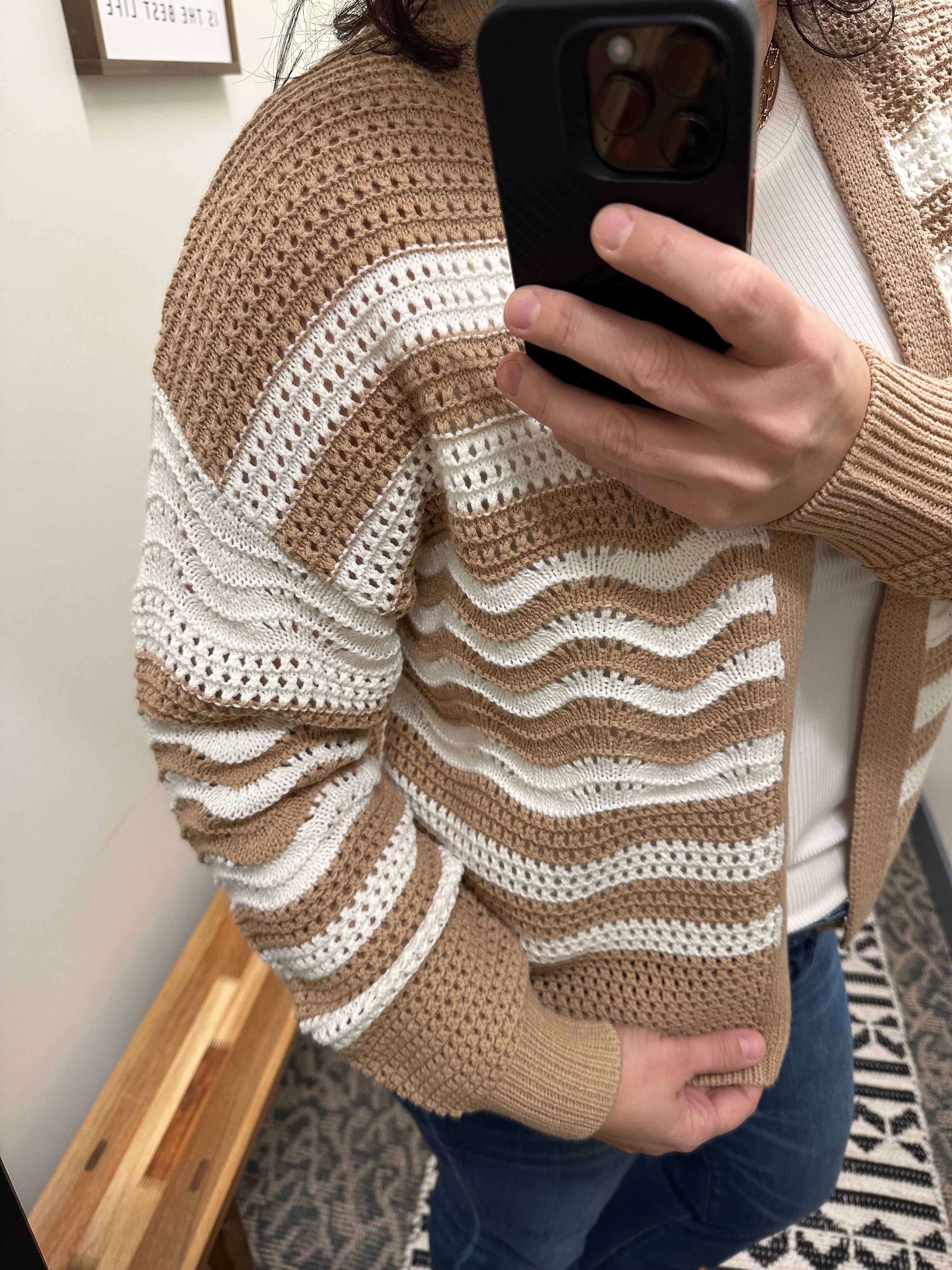 Striped Cotton Sweater Knit Cardigan Tops- Cardigans HEM & THREAD