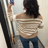 Striped Cotton Sweater Knit Cardigan Tops- Cardigans HEM & THREAD