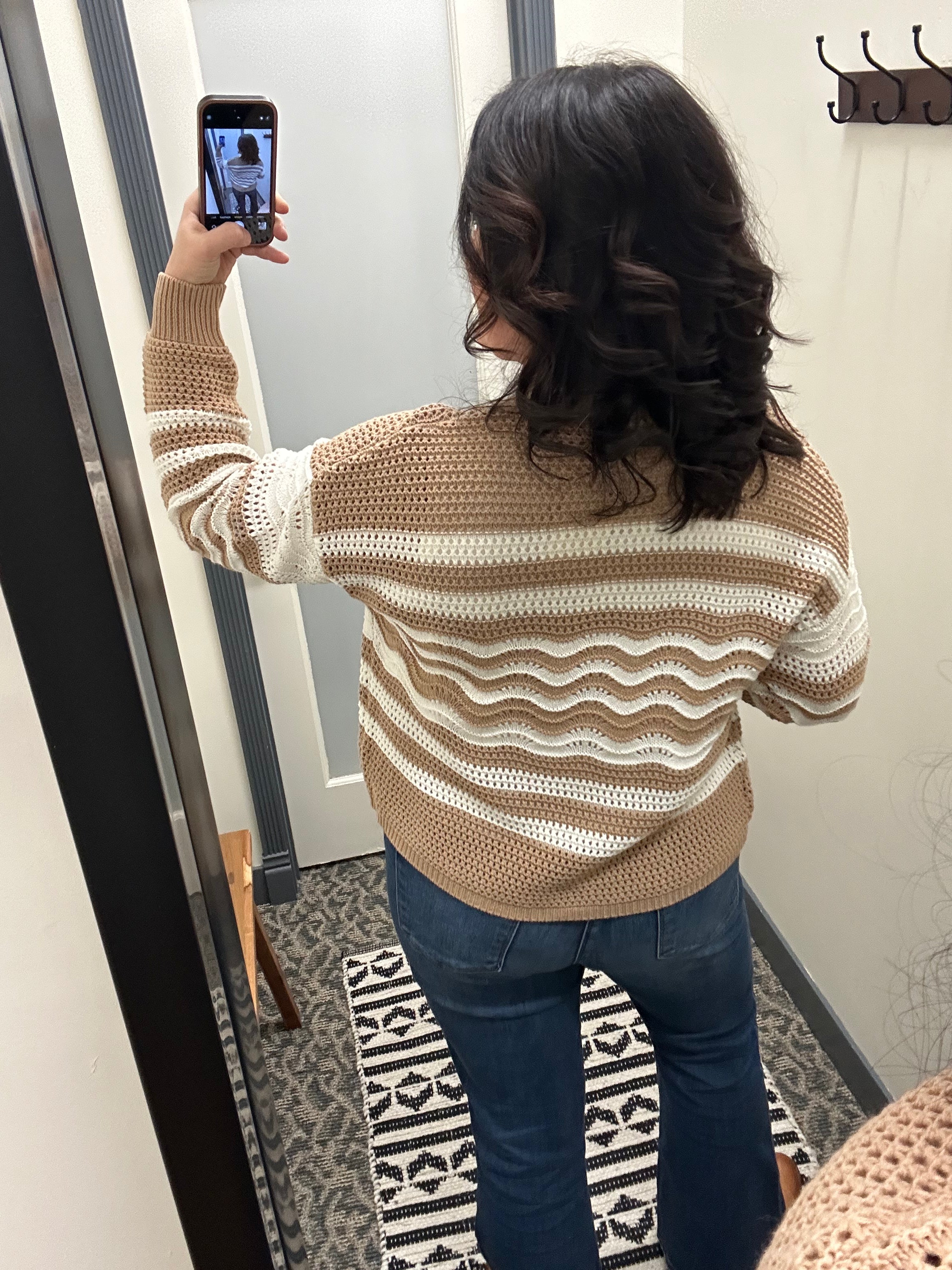 Striped Cotton Sweater Knit Cardigan Tops- Cardigans HEM & THREAD