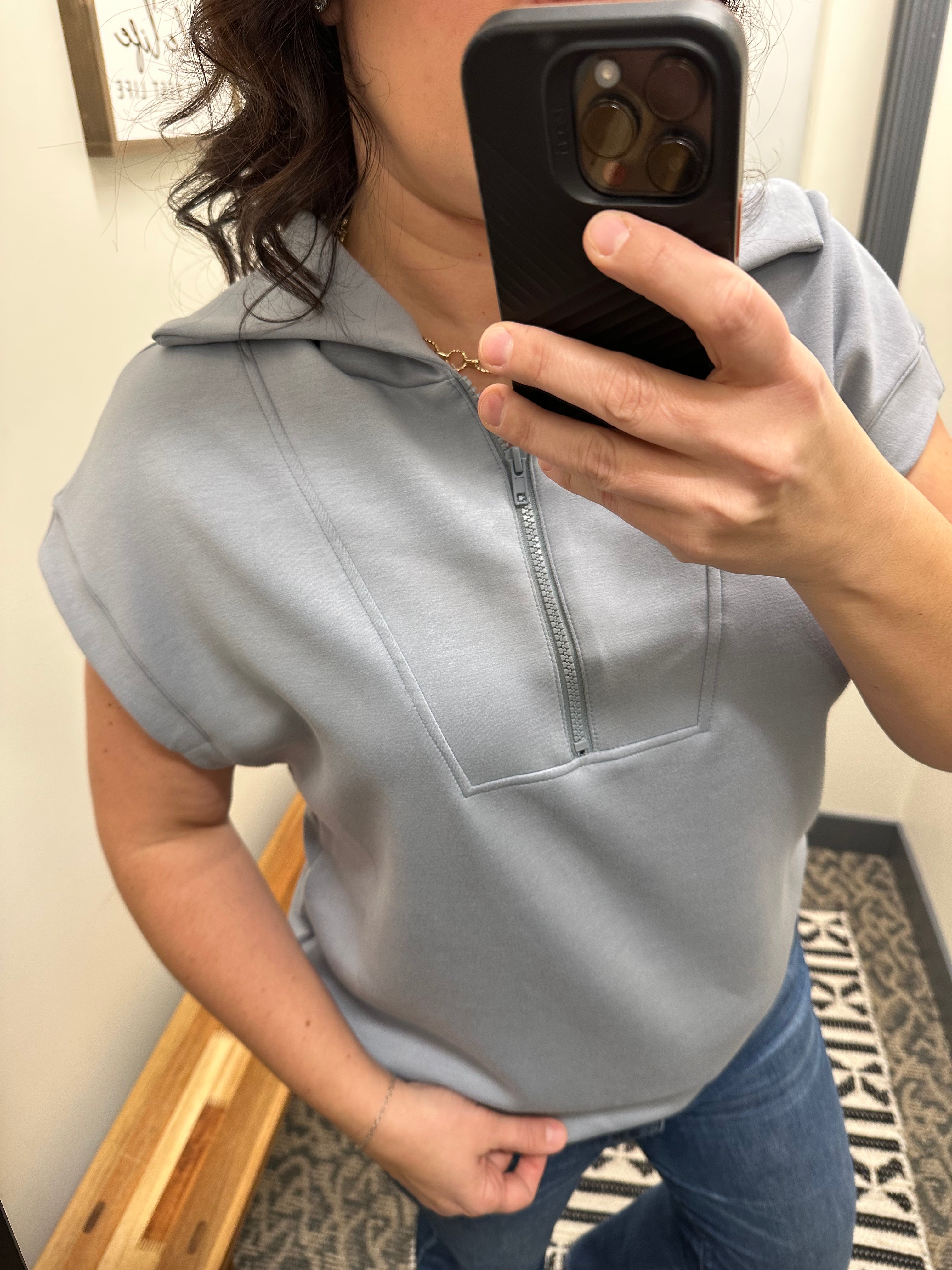 Slate Scuba Half Zip Top Tops- Tees WISHLIST